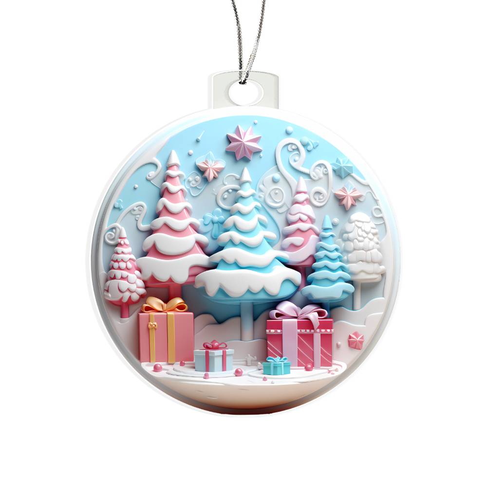 Pastel Pink and Blue Christmas Tree Ornament - Handcrafted Holiday Dcor-[Heartfelt Family Gift]