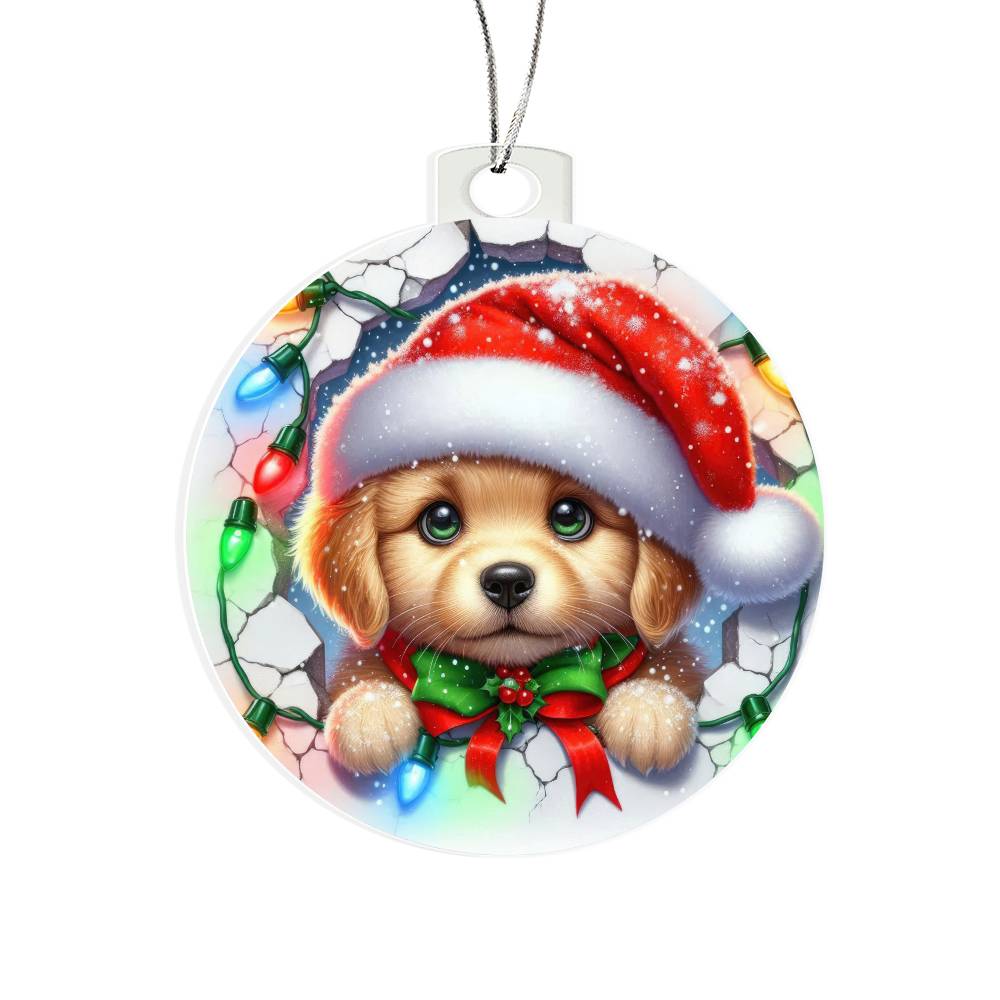 Puppy Dog Breakaway 3D Effect Acrylic Ornament-[Heartfelt Family Gift]