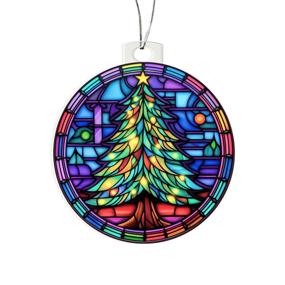Stained Glass Christmas Tree Ornament-[Heartfelt Family Gift]