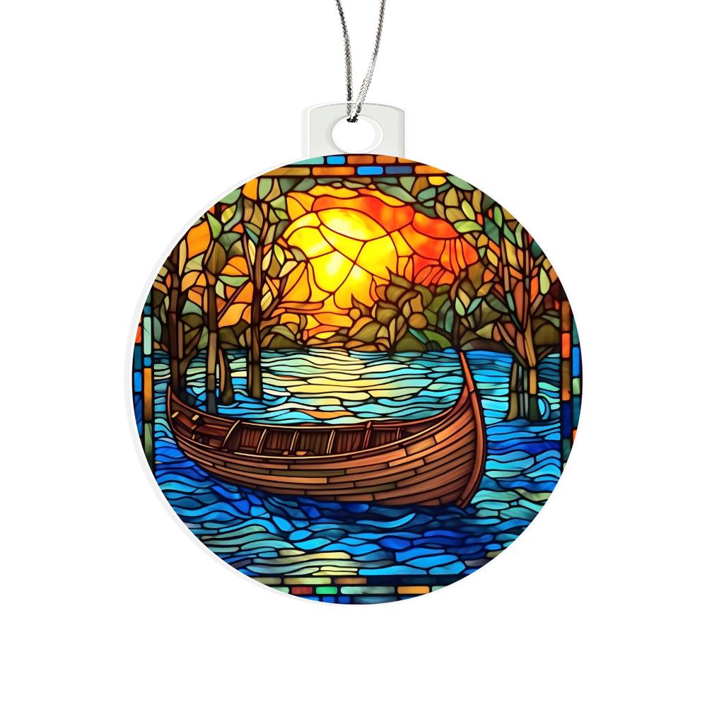 Canoe Acrylic Christmas Ornament - Festive Holiday Decor for Nature Lovers-[Heartfelt Family Gift]