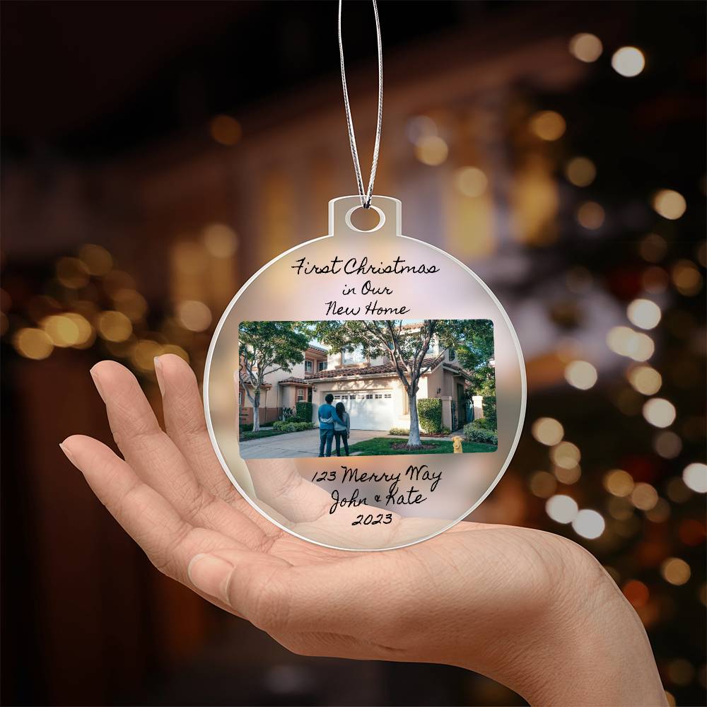 Personalized First Christmas in Our New Home Round Acrylic Ornament-[Heartfelt Family Gift]