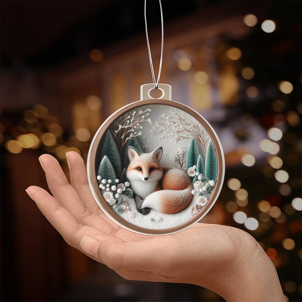Woodland Fox 3D Effect Acrylic Christmas Ornament