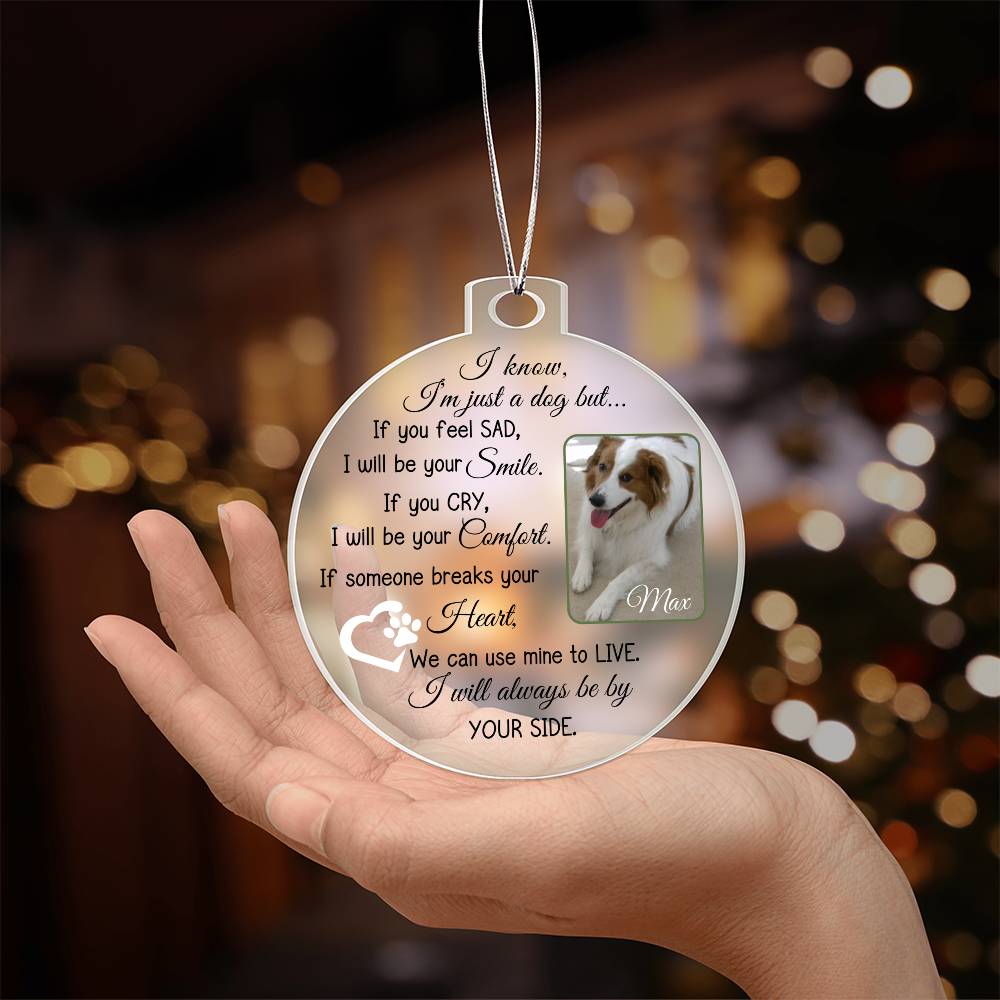 Personalized Dog Photo and Name Acrylic Christmas Ornament-[Heartfelt Family Gift]