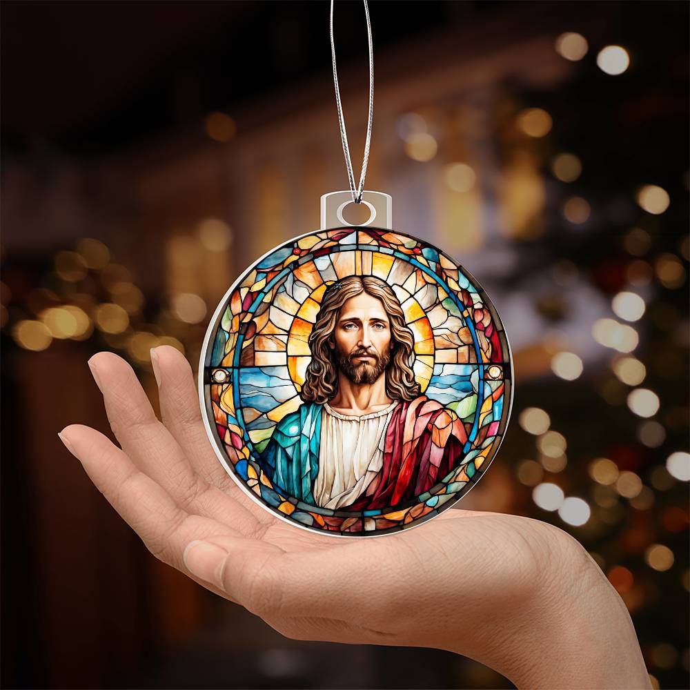 Jesus Stained Glass Effect Acrylic Christmas Ornament-[Heartfelt Family Gift]