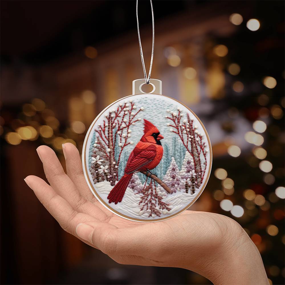 Cardinal Acrylic Ornament-[Heartfelt Family Gift]