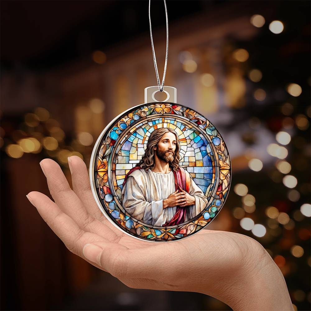 Jesus Stain glass effect Acrylic Christmas Ornament-[Heartfelt Family Gift]