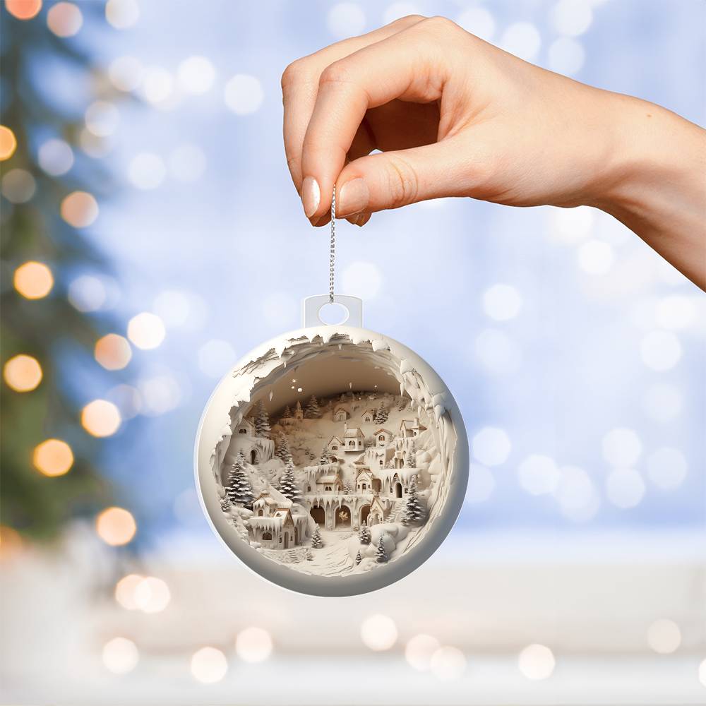 3D Winter Scene Acrylic Ornament with Realistic Effect  Perfect Holiday Decoration-[Heartfelt Family Gift]