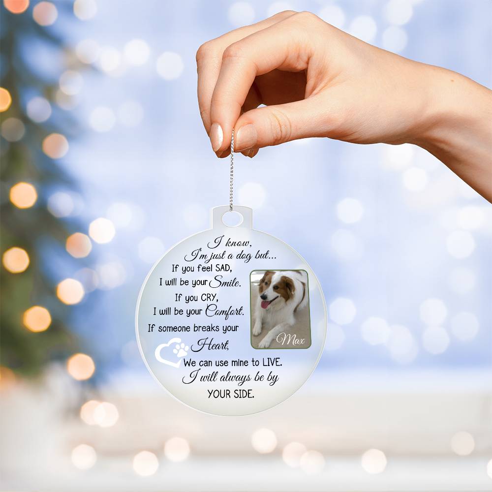 Personalized Dog Photo and Name Acrylic Christmas Ornament-[Heartfelt Family Gift]