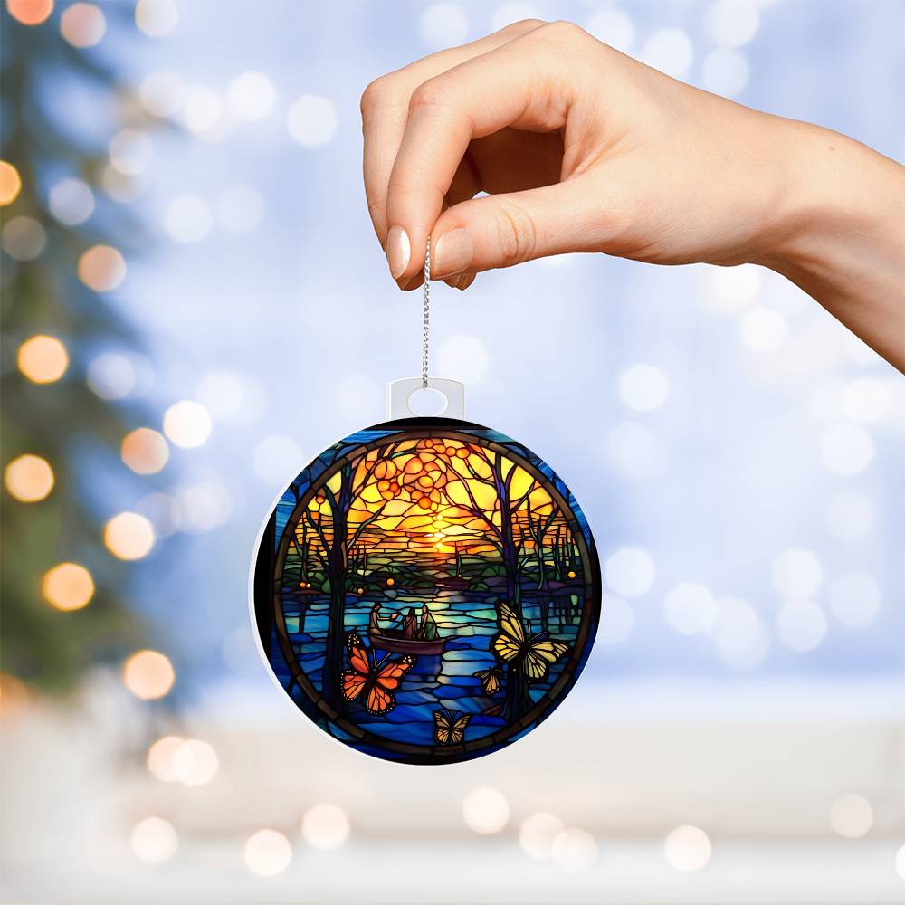Acrylic Christmas Ornament Butterflies in the Woods - Perfect for Holiday Decor-[Heartfelt Family Gift]