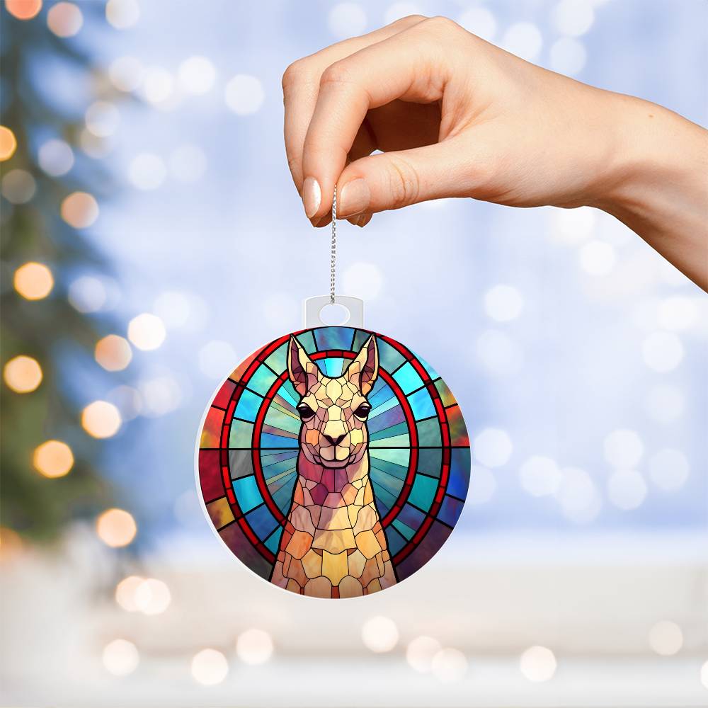 Llama Stained Glass Look Christmas Tree Ornament-[Heartfelt Family Gift]