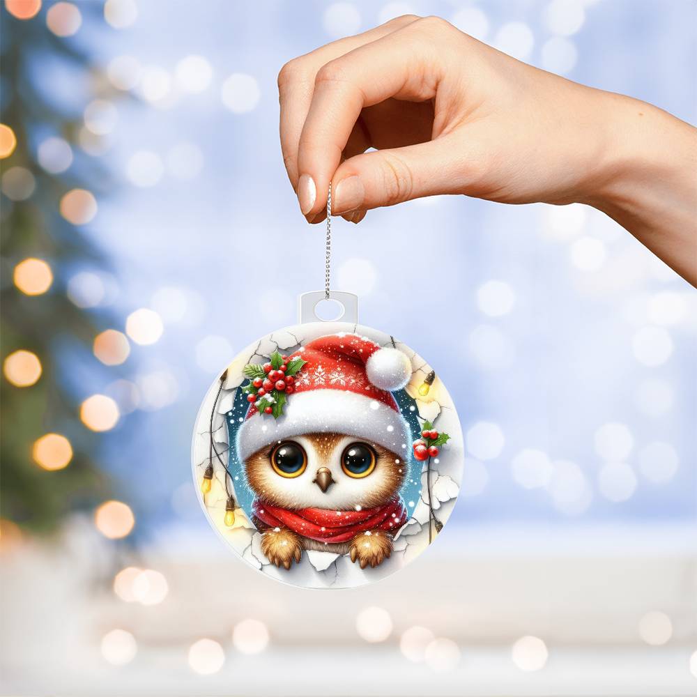 Owl Breakaway 3d Effect Acrylic Ornament-[Heartfelt Family Gift]