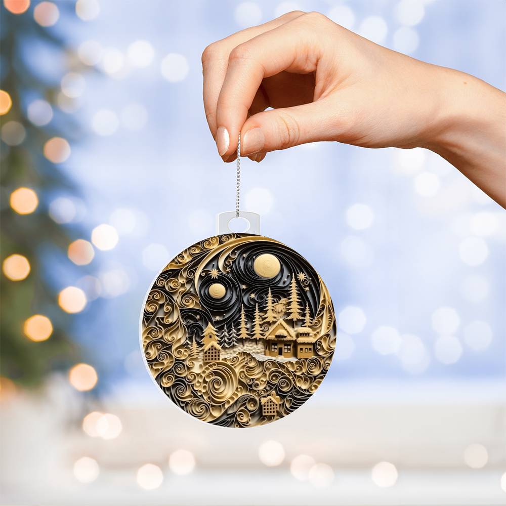 Village Quilling Effect Acrylic Ornament-[Heartfelt Family Gift]