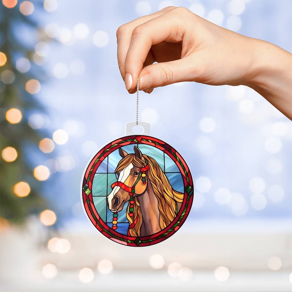 Handmade Stained Glass Horse Christmas Ornament - Festive Holiday Decoration-[Heartfelt Family Gift]