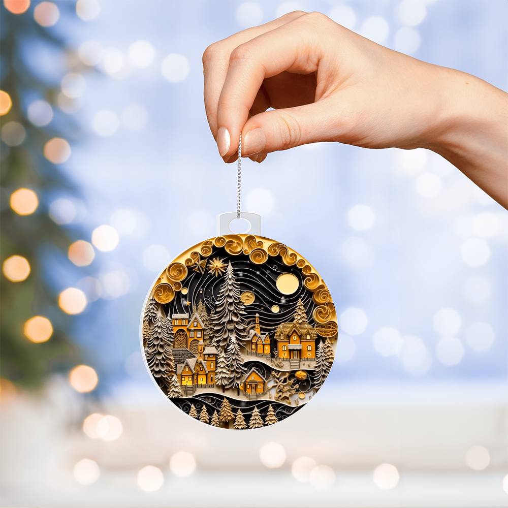Christmas Village Acrylic Ornament-[Heartfelt Family Gift]
