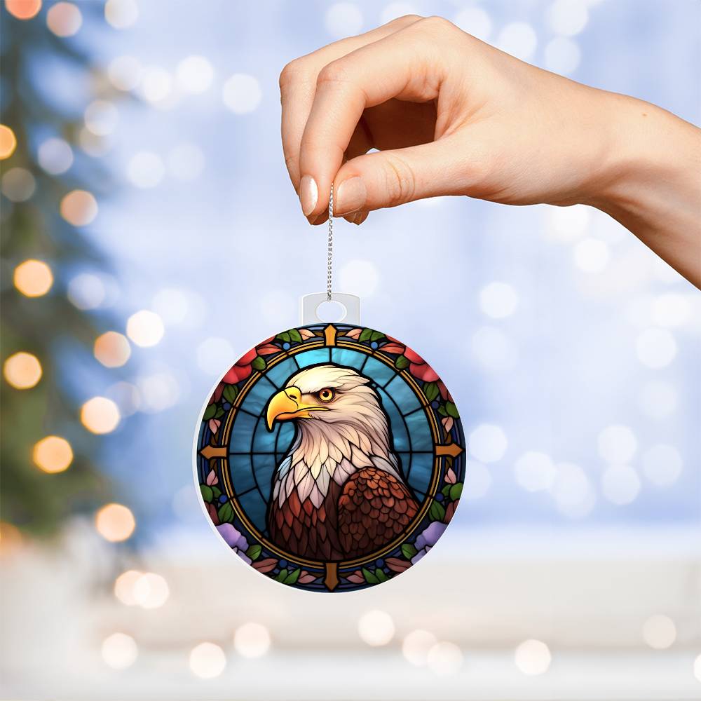 Bald Eagle Stained Glass Acrylic Christmas Ornament - Unique Holiday Decoration-[Heartfelt Family Gift]
