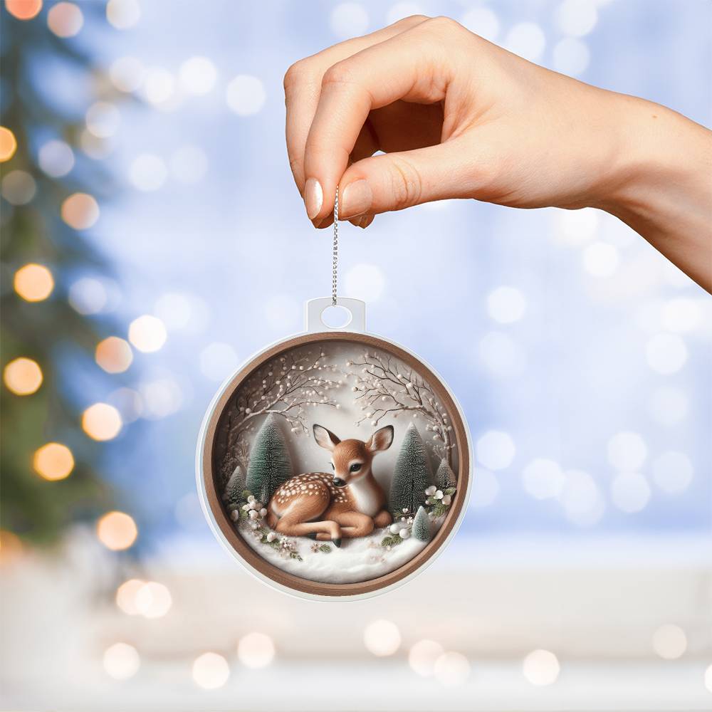 Woodland Deer 3D Effect Acrylic Christmas Ornament