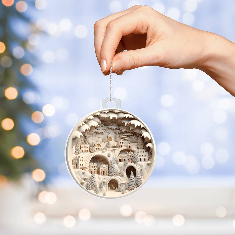 Winter Wonderland 3D Effect Acrylic Ornament for a Festive Holiday Dcor-[Heartfelt Family Gift]