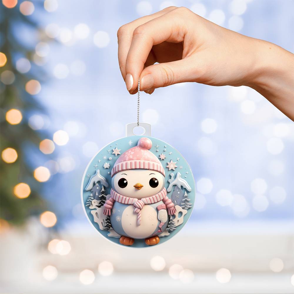 Pastel Penguin Acrylic Ornament - Ideal for Holiday Dcor-[Heartfelt Family Gift]