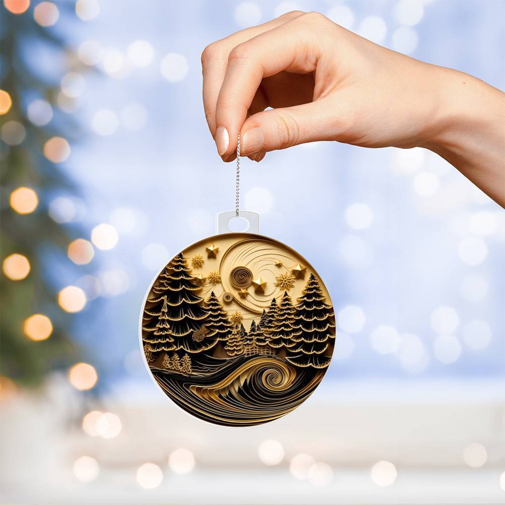 Christmas Forrest Quilling Effect Acrylic Ornament-[Heartfelt Family Gift]