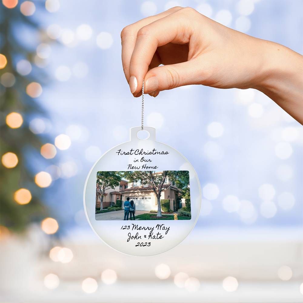 Personalized First Christmas in Our New Home Round Acrylic Ornament-[Heartfelt Family Gift]