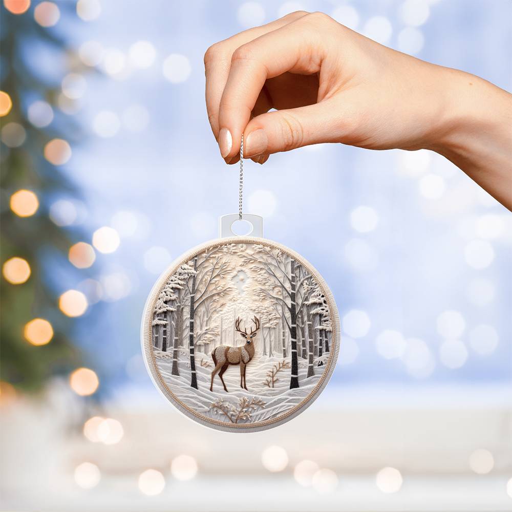 Snowy Deer Christmas Ornament - Festive Holiday Decoration-[Heartfelt Family Gift]