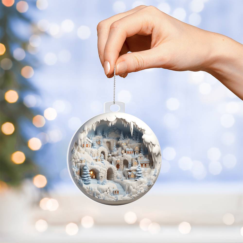 3D Winter Scene Acrylic Ornament - Add a Touch of Winter Wonderland to Your Home-[Heartfelt Family Gift]