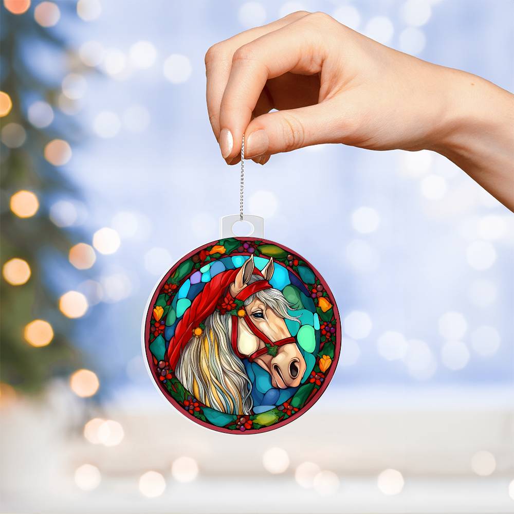 Stunning Stained Glass Horse Christmas Ornament - Perfect for Holiday Decorations-[Heartfelt Family Gift]