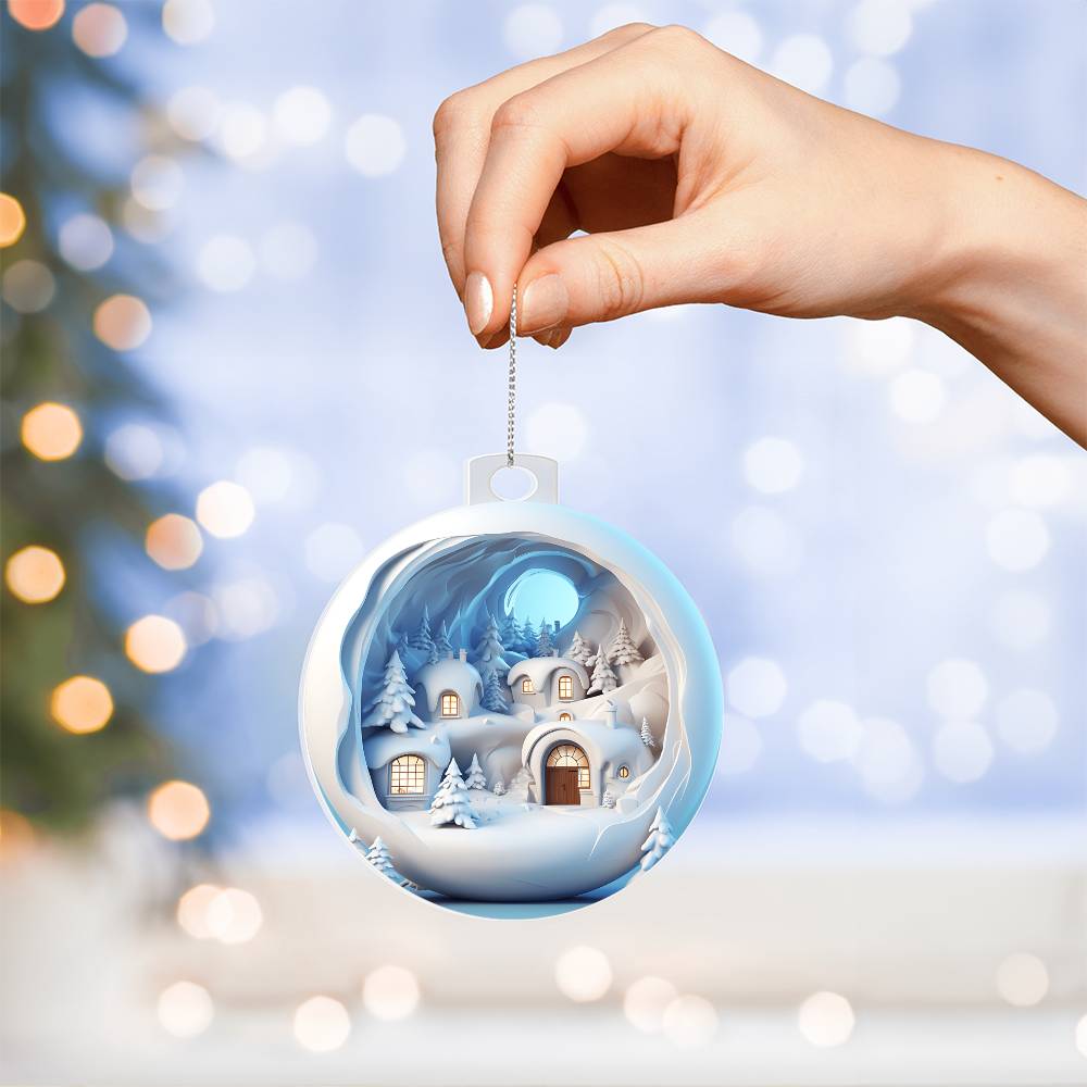 3D Winter Scene Acrylic Ornament  Add a Touch of Holiday Magic to Your Home-[Heartfelt Family Gift]