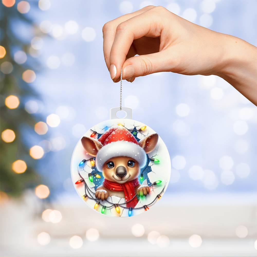 Reindeer Breakaway 3d Effect Acrylic Ornament-[Heartfelt Family Gift]