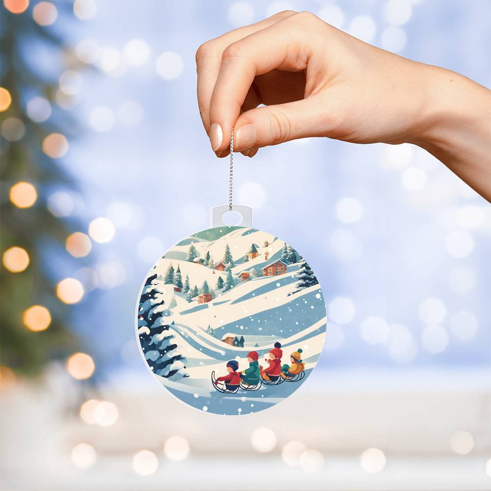 Kids Sledding Christmas Ornament - Handmade Winter Adventure Decor or Gift-[Heartfelt Family Gift]