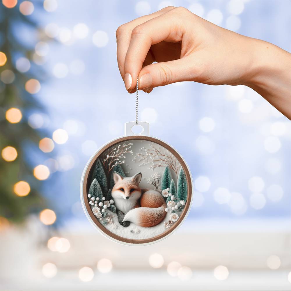 Woodland Fox 3D Effect Acrylic Christmas Ornament