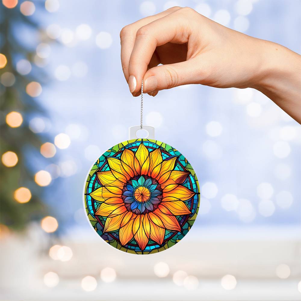 Sunflower Acrylic Suncatcher Christmas Ornament - Unique Holiday Decoration-[Heartfelt Family Gift]