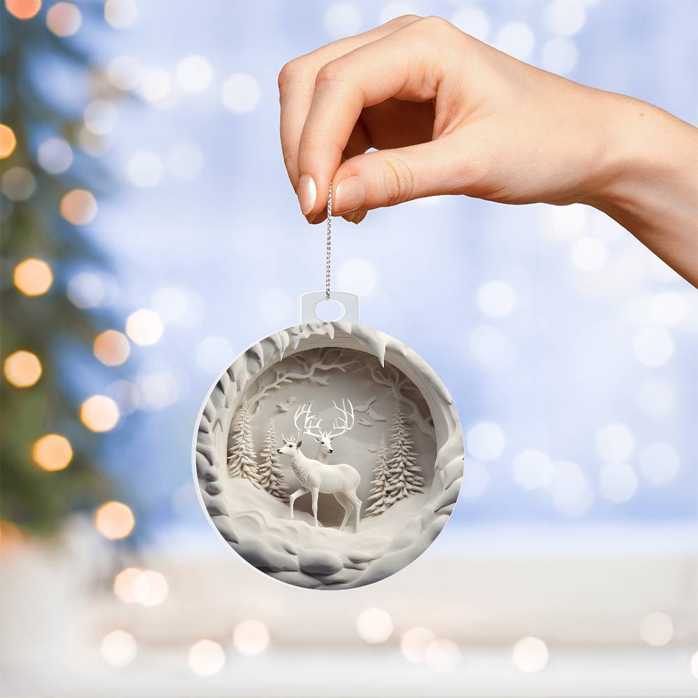 Winter Deer Acrylic Ornament - 3D Effect Decoration for a Festive Touch - Perfect for Holiday Season Dcor-[Heartfelt Family Gift]