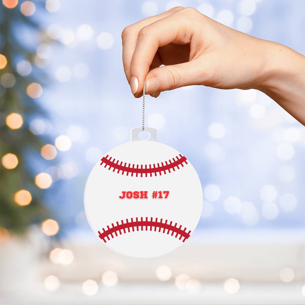 Personalized Baseball Player Christmas Tree Ornament-[Heartfelt Family Gift]