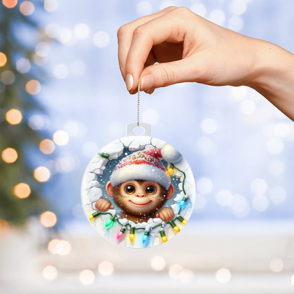 Monkey Breakaway 3d Effect Acrylic Ornament-[Heartfelt Family Gift]