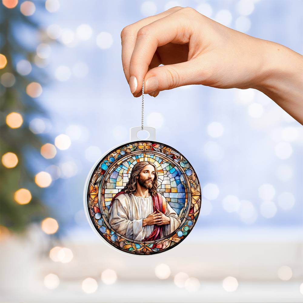 Jesus Stain glass effect Acrylic Christmas Ornament-[Heartfelt Family Gift]