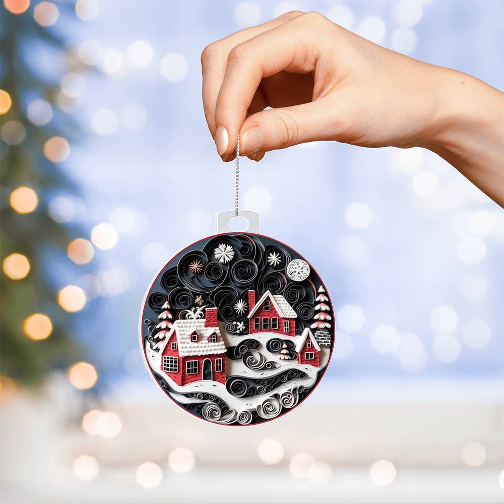 Christmas Village Acrylic Ornament-[Heartfelt Family Gift]