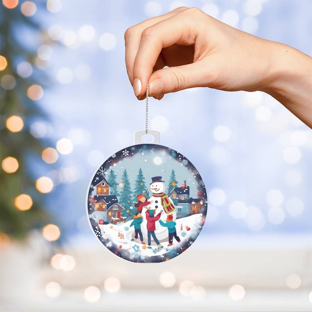 Kids Snow Day Building a Snowman Christmas Ornament - Fun Winter Activity-[Heartfelt Family Gift]
