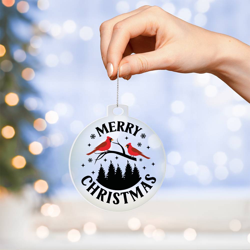 Merry Christmas Cardinal Acrylic Ornament-[Heartfelt Family Gift]