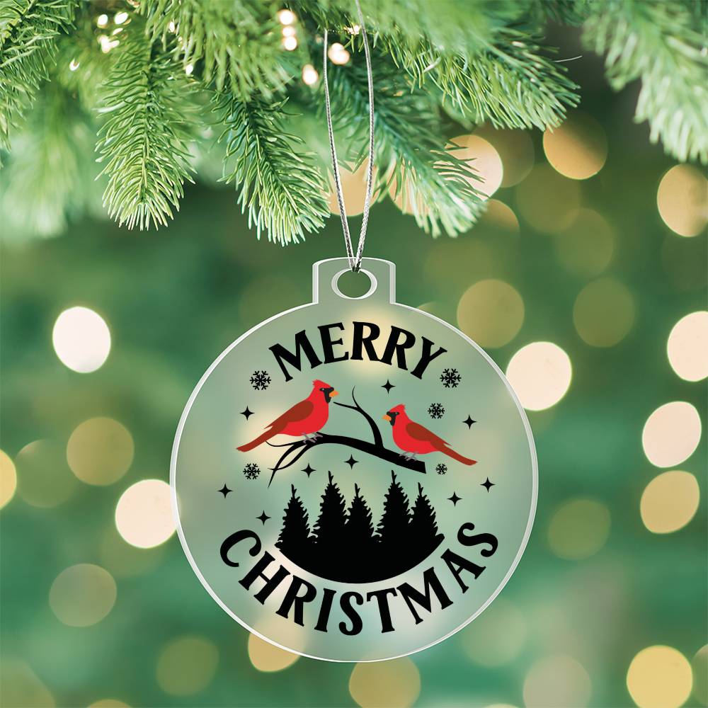 Merry Christmas Cardinal Acrylic Ornament-[Heartfelt Family Gift]