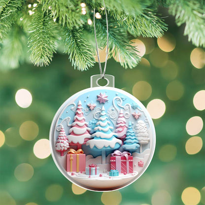 Pastel Pink and Blue Christmas Tree Ornament - Handcrafted Holiday Dcor-[Heartfelt Family Gift]