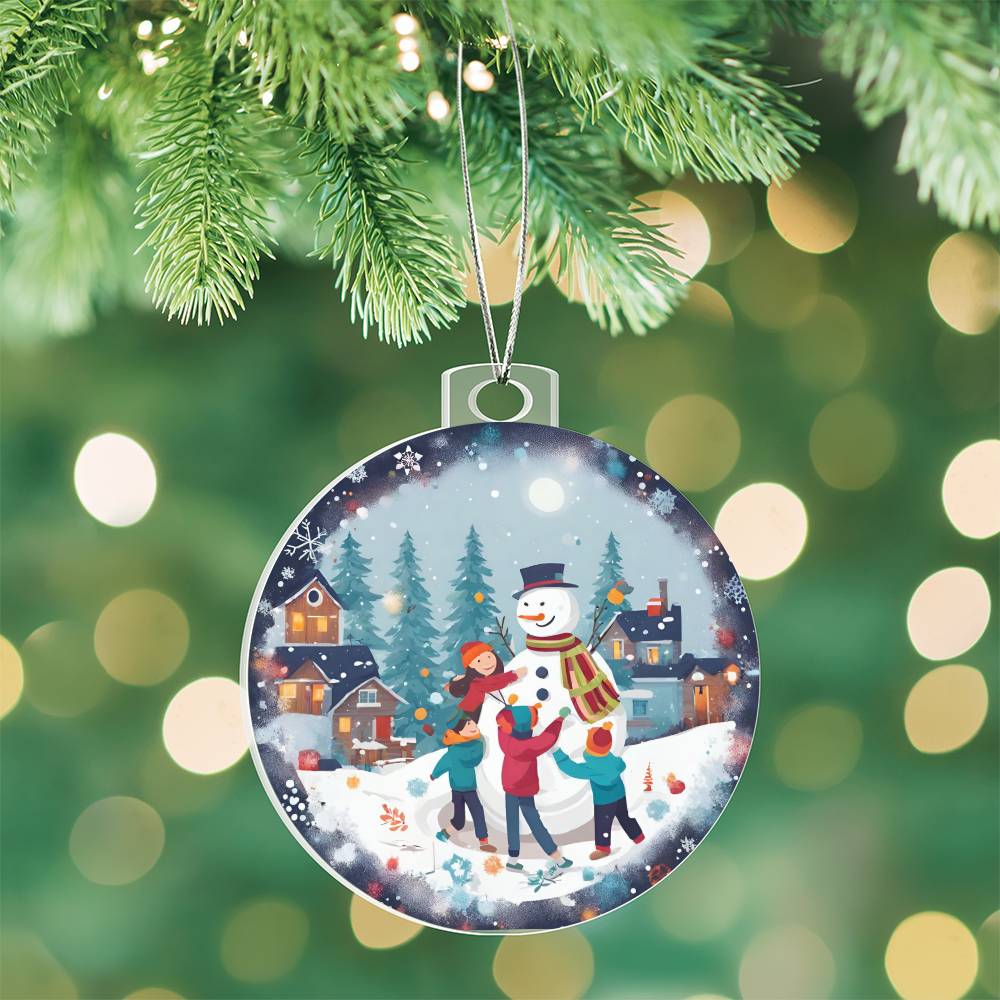 Kids Snow Day Building a Snowman Christmas Ornament - Fun Winter Activity-[Heartfelt Family Gift]