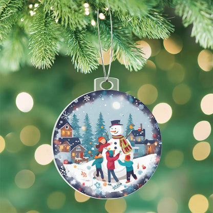 Kids Snow Day Building a Snowman Christmas Ornament - Fun Winter Activity-[Heartfelt Family Gift]