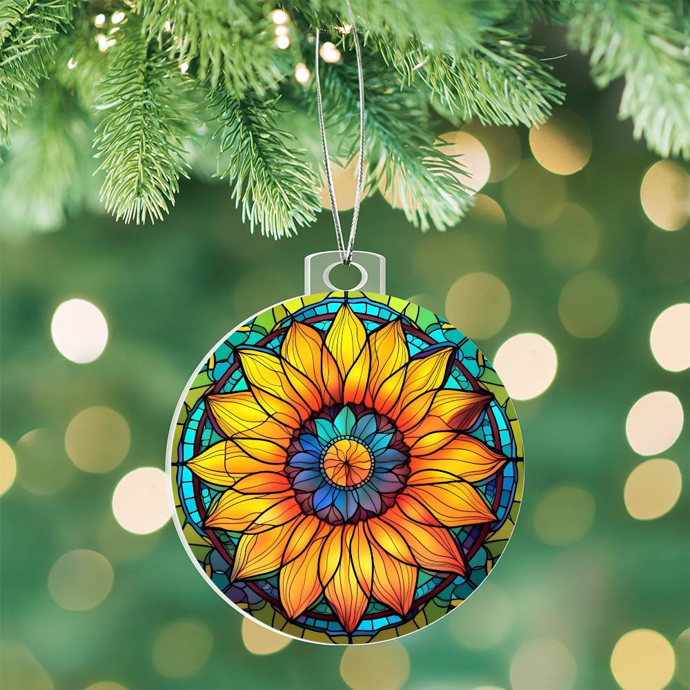 Sunflower Acrylic Suncatcher Christmas Ornament - Unique Holiday Decoration-[Heartfelt Family Gift]