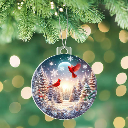 Cardinals Winter Wonderland Acrylic Christmas Ornament - Festive Holiday Decoration-[Heartfelt Family Gift]