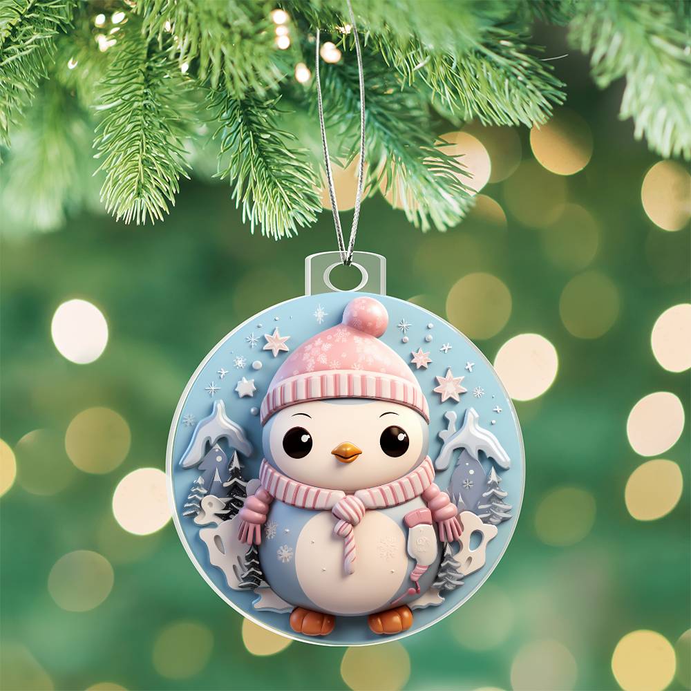 Pastel Penguin Acrylic Ornament - Ideal for Holiday Dcor-[Heartfelt Family Gift]