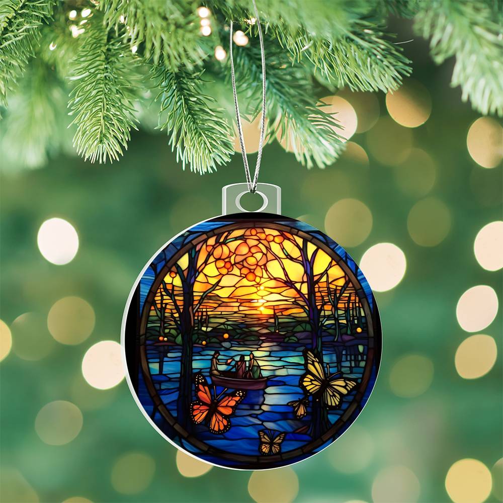 Acrylic Christmas Ornament Butterflies in the Woods - Perfect for Holiday Decor-[Heartfelt Family Gift]
