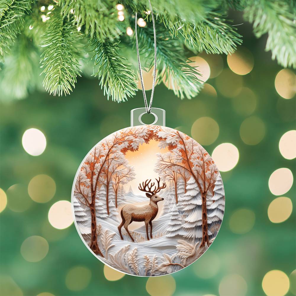 Deer in Snow Acrylic Christmas Ornament - Perfect for Holiday Decor-[Heartfelt Family Gift]