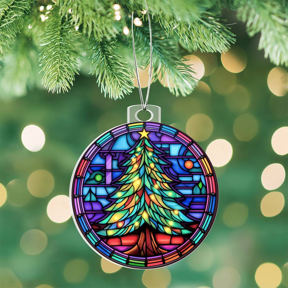 Stained Glass Christmas Tree Ornament-[Heartfelt Family Gift]