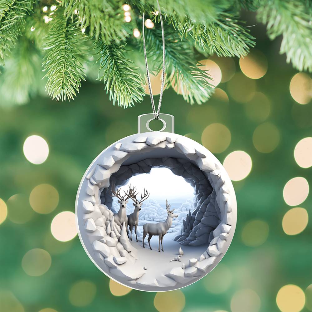 Rustic Winter Deer Acrylic Ornament  Handmade Holiday Decoration-[Heartfelt Family Gift]
